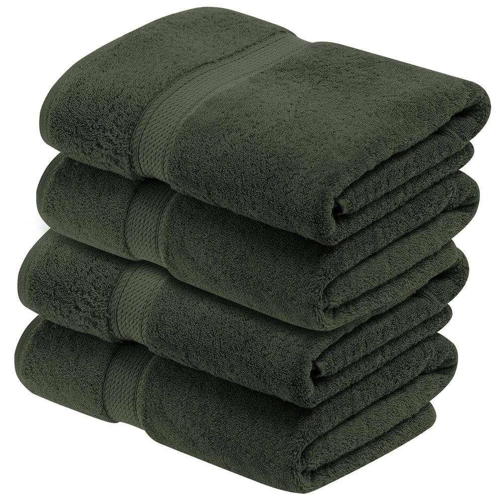 Superior Egyptian Cotton Plush Absorbent 4-pc Bath Towel Set ,Forest Green
