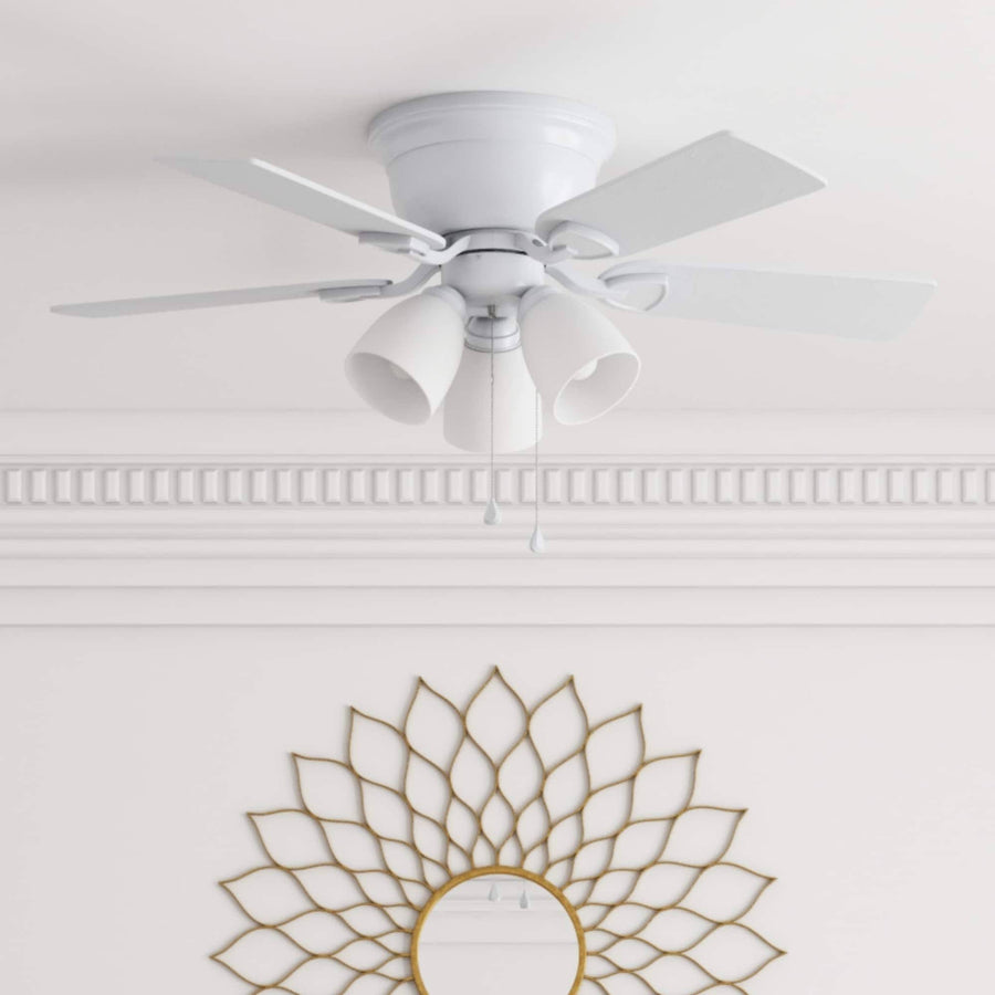 Harbor Breeze Centreville 42-in White Indoor Flush Mount Ceiling Fan with Light 40687