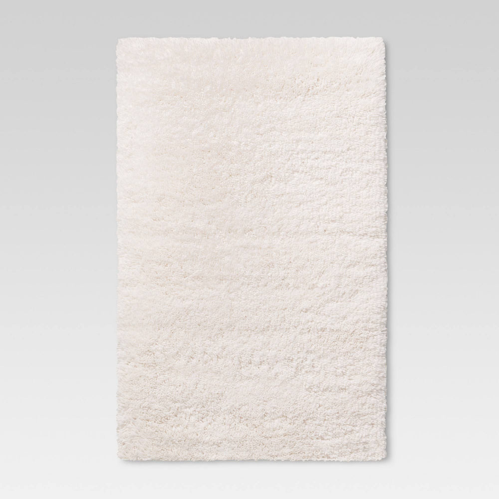 2'6"x3'10" Plush Shag Washable Accent Rug Cream - Room Essentials