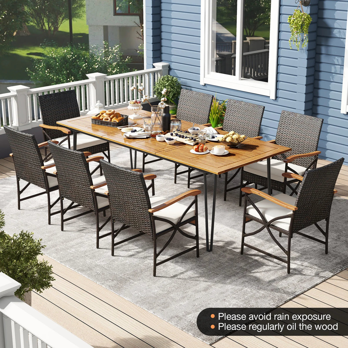 Tangkula 9 Pieces Outdoor Patio Dining Set