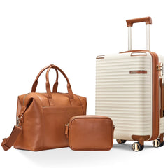 Joyway 3 - Piece Carry - on Luggage Set with Swivel TSA Lock and Leather Carry Bag