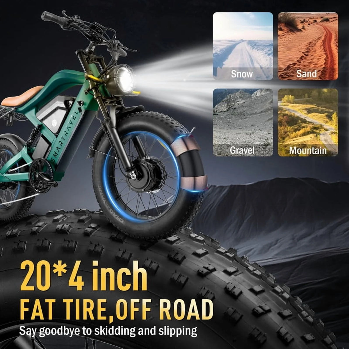3000W(Peak) Motor 35MPH SMARTRAVEL ST202 Electric Dirt Bike for Adults, 52V50AH Dual Battery Ebike, 92+ Miles Range, 20" Motorcycle Tire UL2849 Certified, Full Suspension