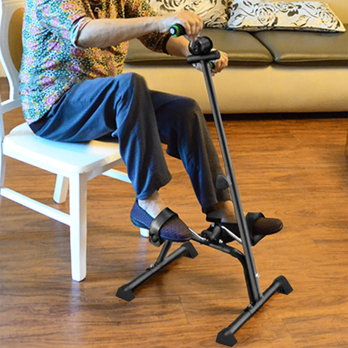 Mwptoo Elderly Exercise Bike, Pedal Exerciser Bike, Hand Arm Leg Knee Peddler, Adjustable Fitness Equipment for Seniors, Elderly Home Pedal Exercise Bike for Total Body