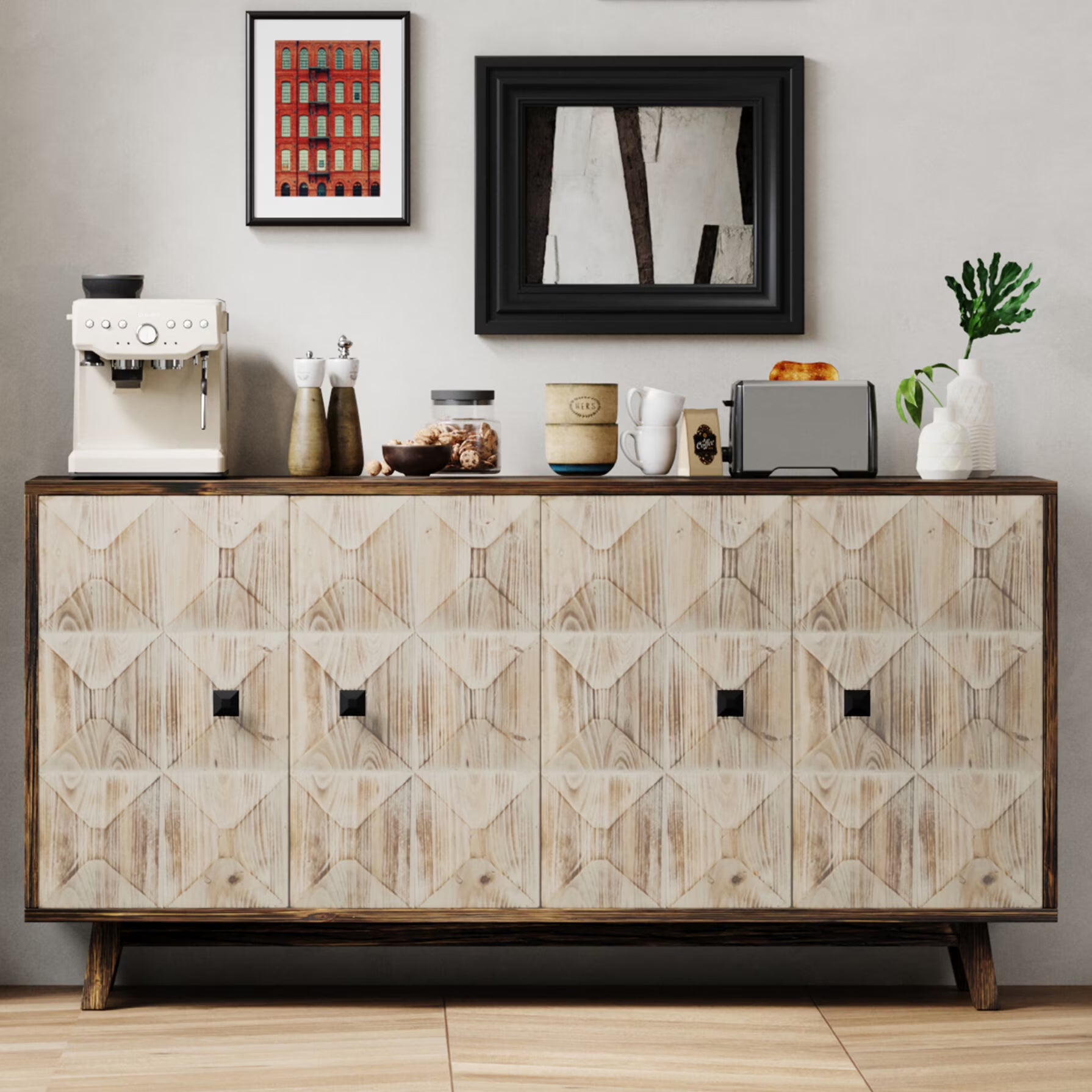 Large 4 - Door Storage Cabinet with Adjustable Shelves, Modern Multi - Room Organizer for Living Room, Kitchen, Bedroom, Hallway - Blue