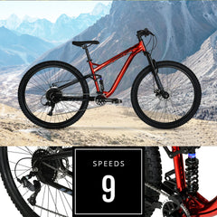29" Hyper Explorer Dual Suspension Mountain Bike, Adults Age 13+, Red