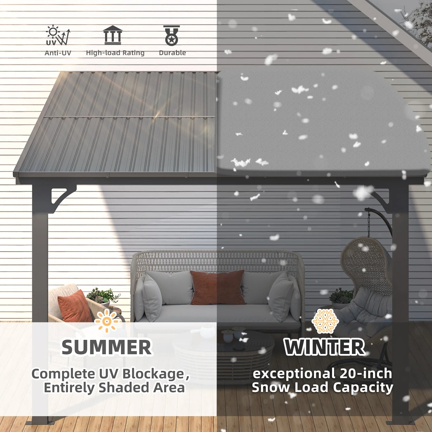 AECOJOY 12x10 Outdoor Hardtop Gazebo Adjustable Height (6.5-9.8Ft) Pergola for Patio
