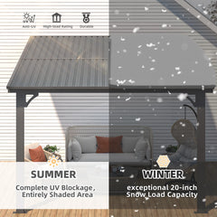 AECOJOY 12x10 Outdoor Hardtop Gazebo Adjustable Height (6.5-9.8Ft) Pergola for Patio