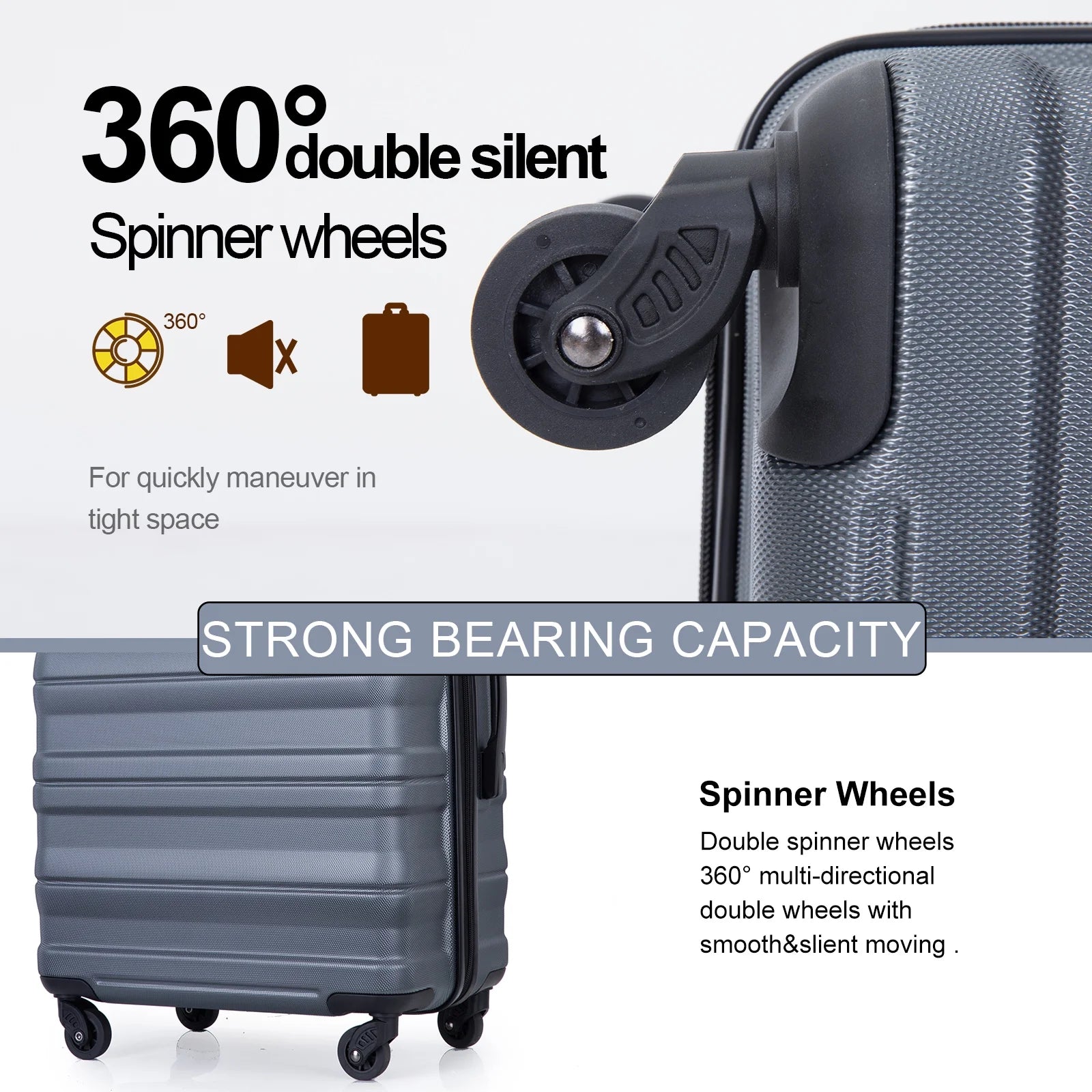 Tripcomp Hardside Luggage Set 3 - Piece Set (21/25/29) Lightweight Suitcase 4 - Wheeled Suitcase Set(Purple)