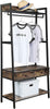 JJS 33" Entryway Coat Rack, Industrial Rustic Hall Tree Shoe Bench with Storage Drawers and Shelf for Hallway, Wood Look Accent Furniture with Metal Frame, Rustic Brown