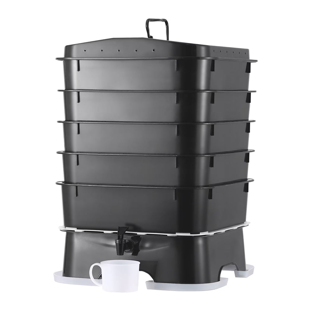 VEVOR 5 - Tray Worm Composter, 50 L Worm Compost Bin Outdoor and Indoor, Sustainable Design Worm Farm Kit, for Recycling Food Waste, Worm Castings, Worm Tea, Vermiculture and Vermicomposting