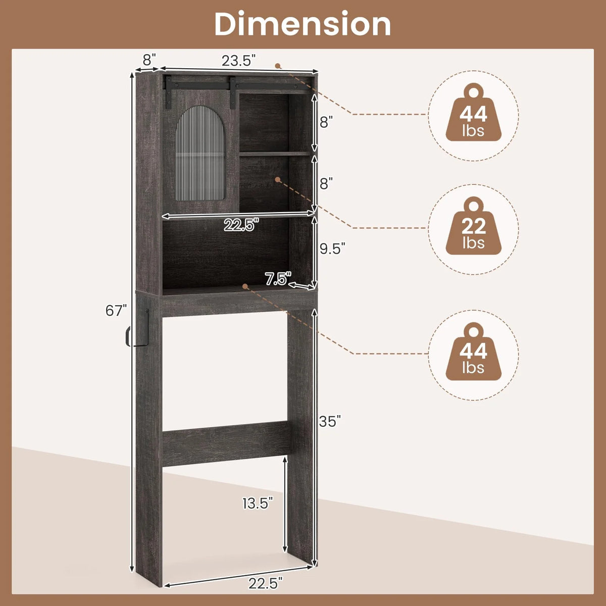 Tangkula Over Toilet Storage Cabinet with Sliding Barn Door