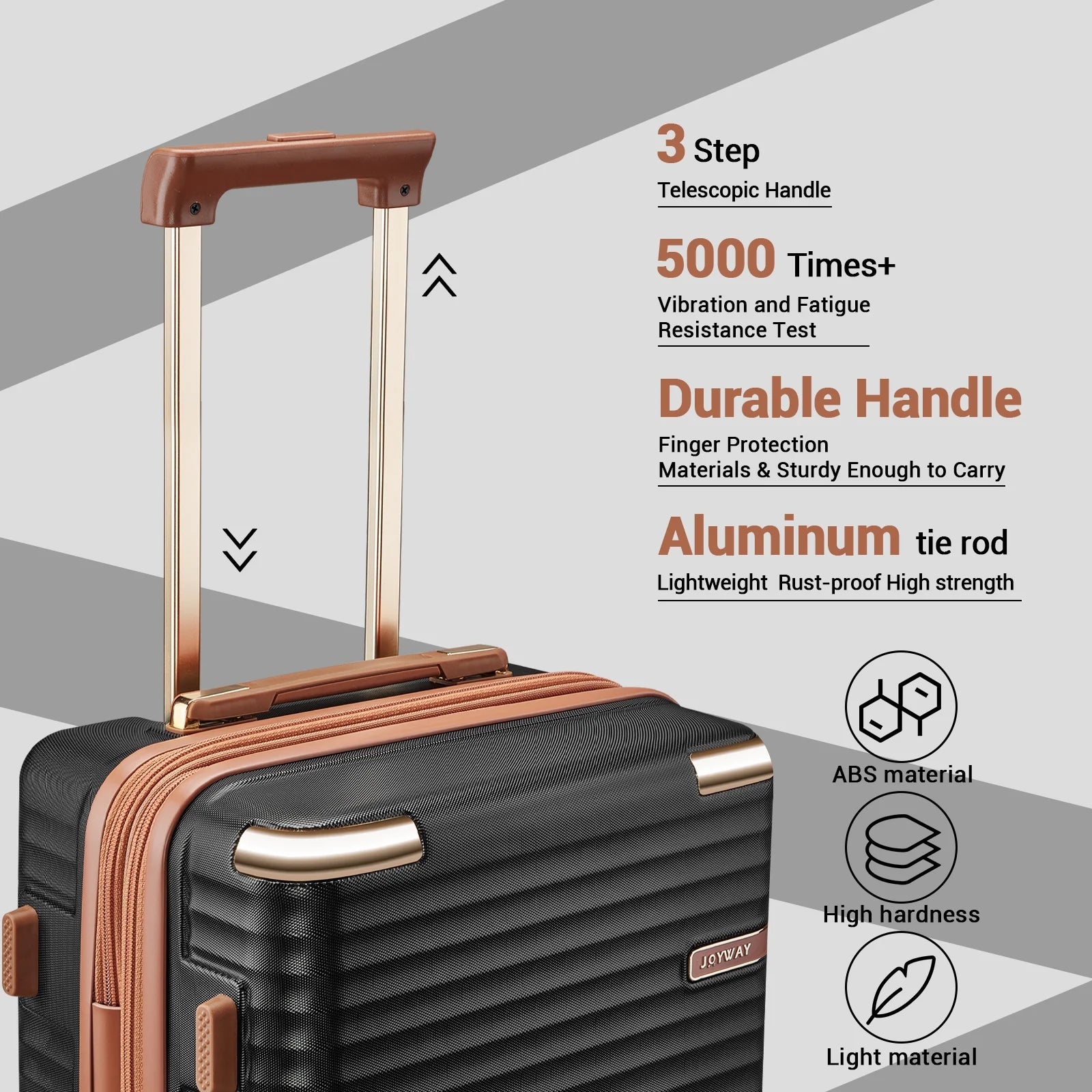 Joyway 3 - Piece Carry - on Luggage Set with Swivel TSA Lock and Leather Carry Bag