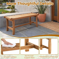 Tangkula 41.5" Patio Backless Bench with Slatted Seat