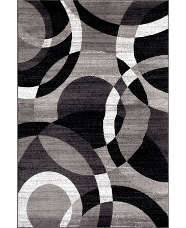 World Rug Gallery Contemporary Modern Circles Area Rug, Gray