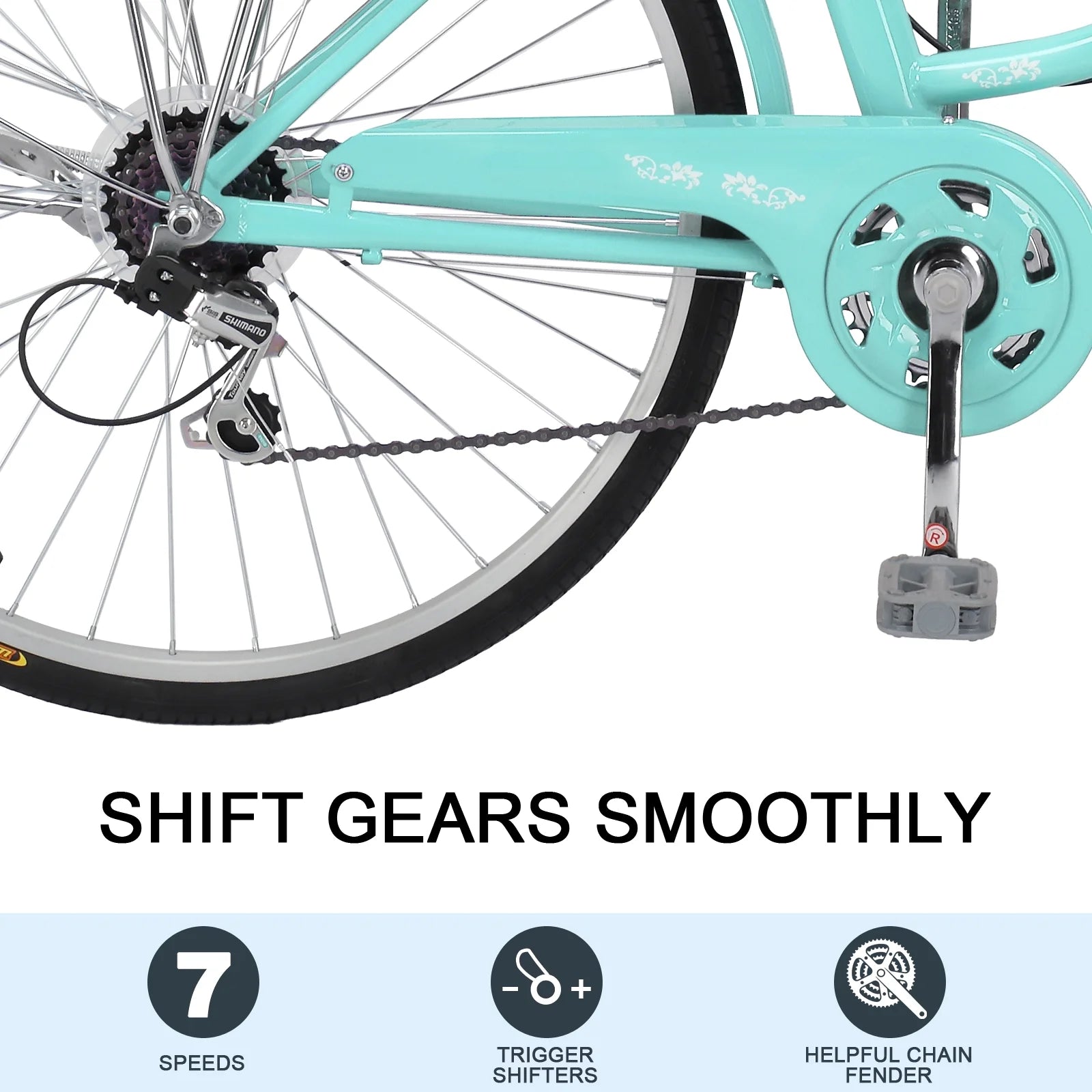 Ktaxon 26in Urban Commuter City Bike, Shimano 7 Speed Adult Road Bicycle, Pink