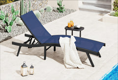 AECOJOY Outdoor Chaise Lounge, All Weather Pool Lounge Chairs Ergonomic Design (Navy, 2 PCs)