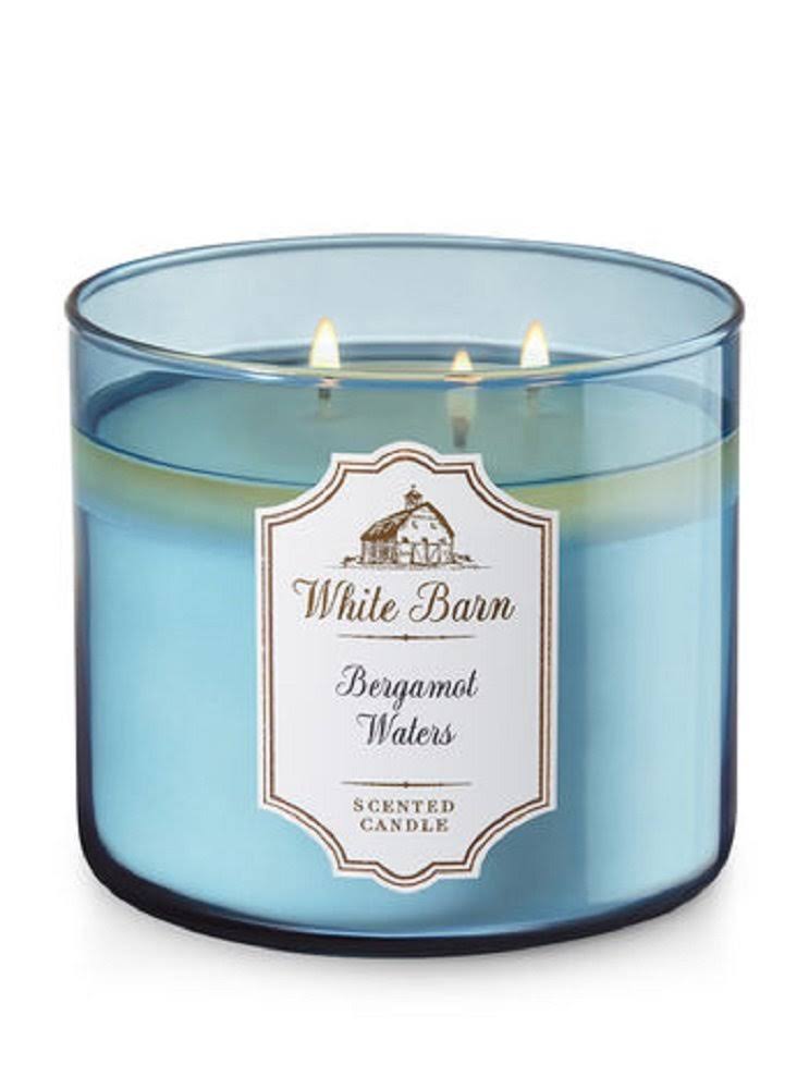 Bath & Body Works 3-Wick Candle in Bergamot Waters, Blue