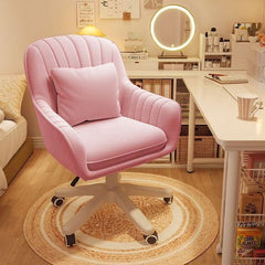 Home Office Chair Computer Chair with Mid - Back Upholstered Modern Tufted Computer Task Chair Swivel Height Adjustable Velvet Accent Chair.white