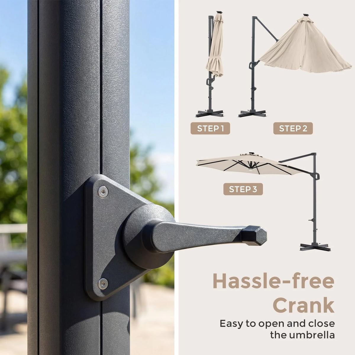 Tangkula 10ft Patio Umbrella 35 LED Lights Aluminum Pole 360 Degree Rotation