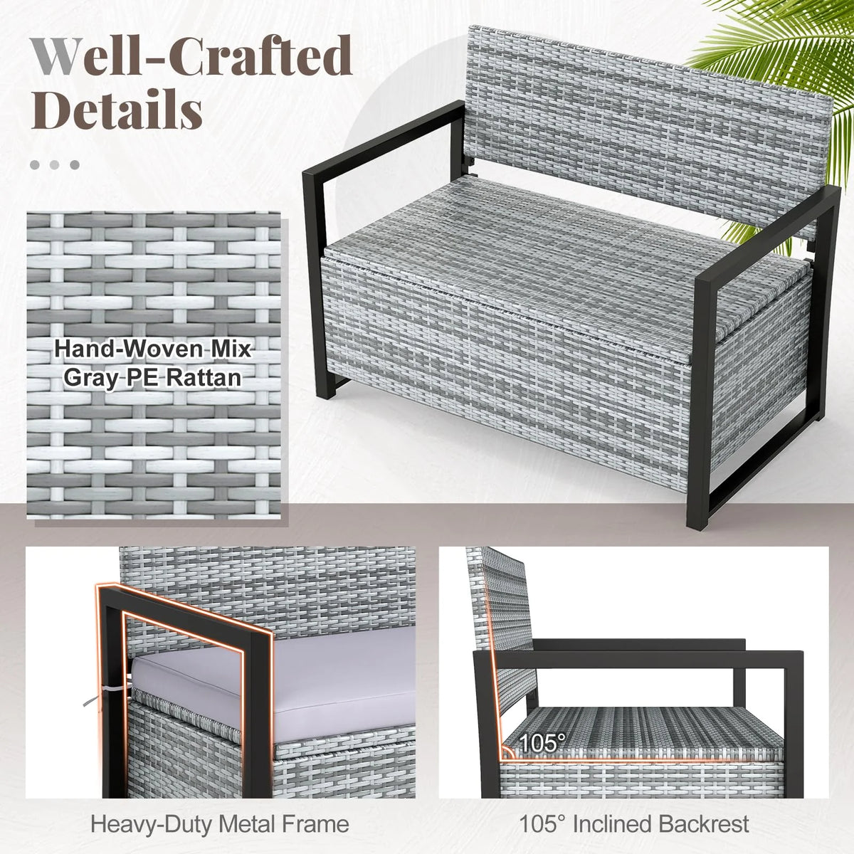 Tangkula 40 Gallon Outdoor Bench with Storage for Backyard