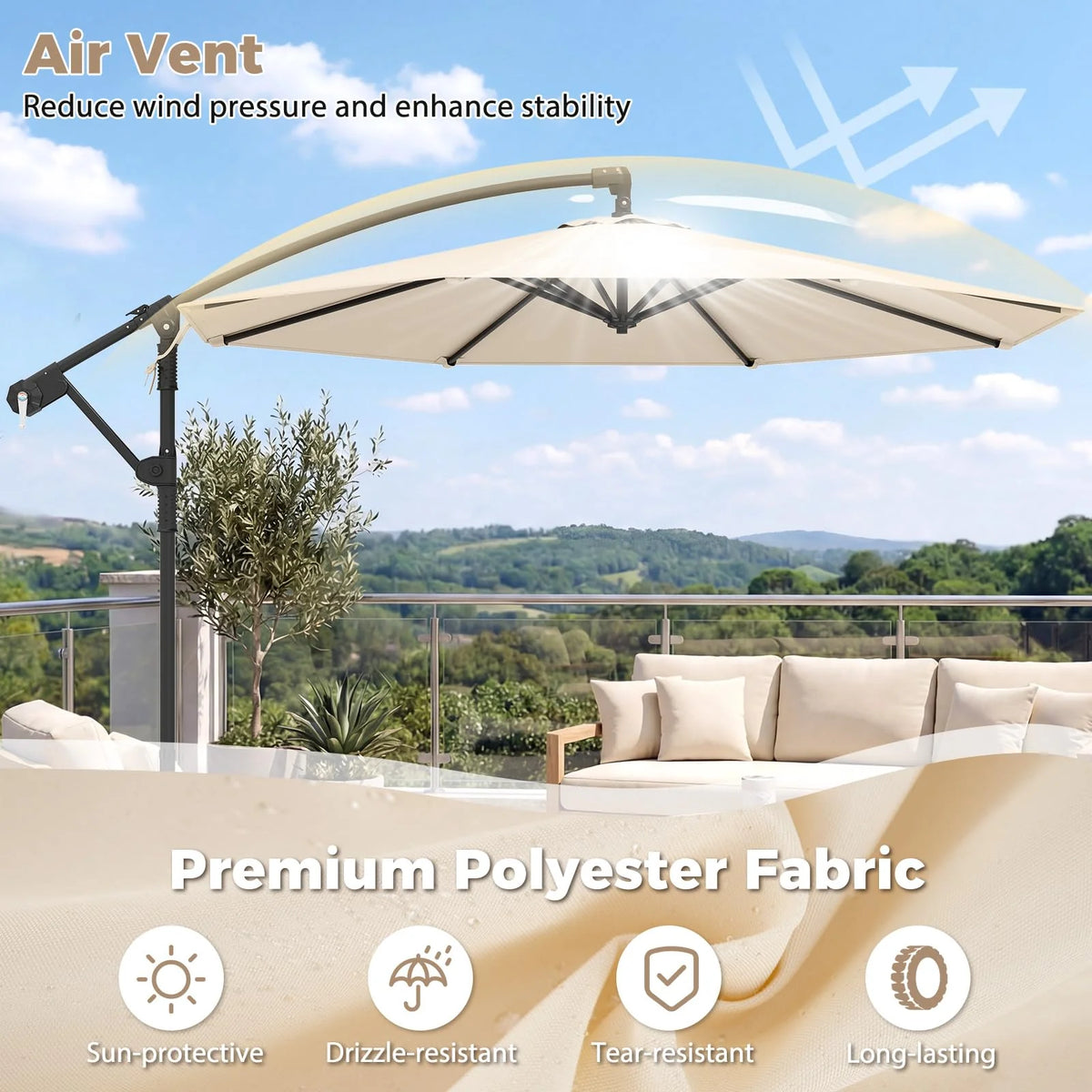 Tangkula 10ft Patio Umbrella with Base Included with 360 Degree Rotation
