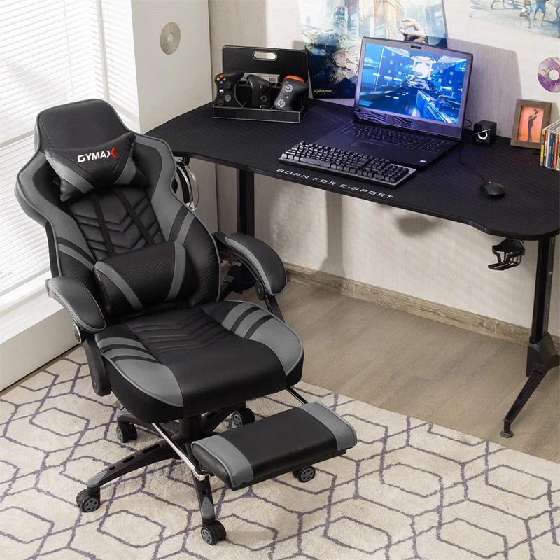 Ergonomic Gaming Chair Recliner with Footrest, Linkage Armrests & Lumbar Support, Big Wide High Back Swivel Video Gaming Office Computer Chair