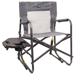 GCI Outdoor Freestyle Rocker with Side Table Foldable Rocking Camp Chair, Heathered Pewter