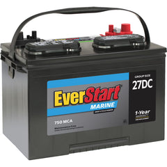Everstart Lead Acid Marine & RV Deep Cycle Battery, Group Size 27DC 12 Volt, 750 Mca*