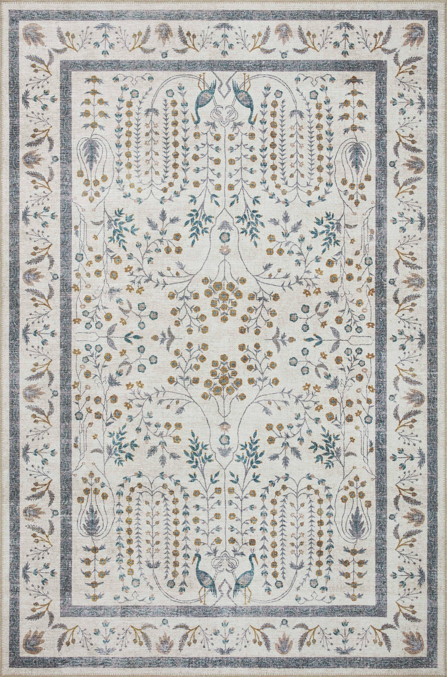 Rifle Paper Co. x Loloi Maison MAO-05 Wisteria Cream Rug Rug Size: Square 1'6"