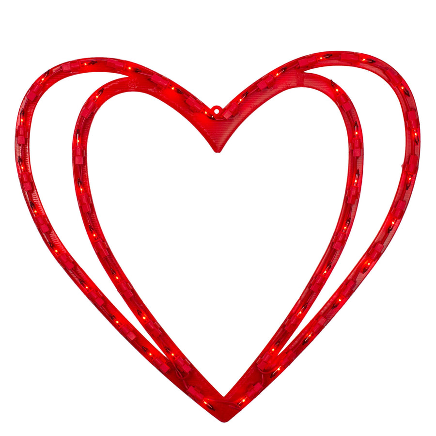 Northlight 17" Pre-Lit Scarlet Double Heart Valentine's Day Window Silhouette Decoration - Red
