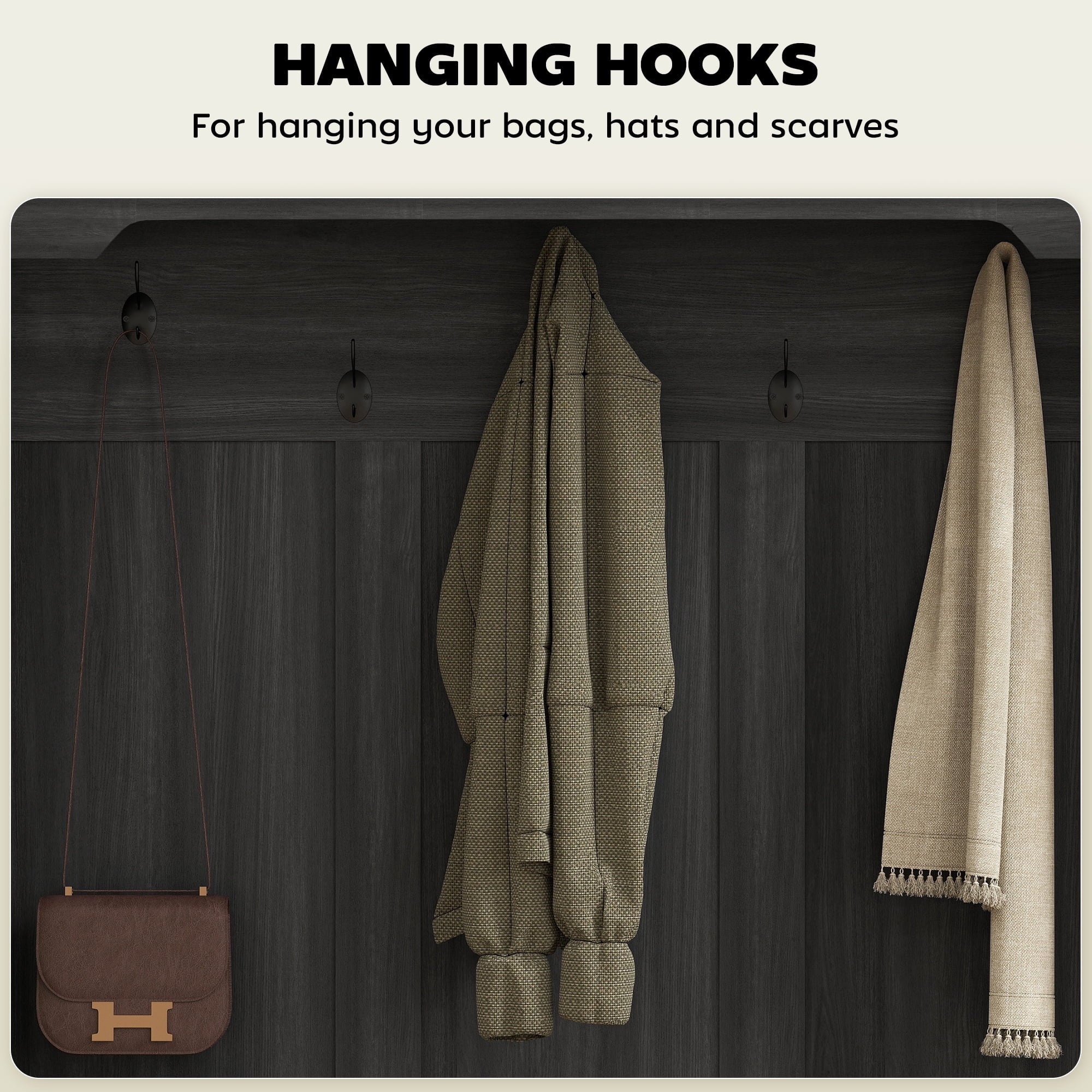 HOMCOM 3 - in - 1 Hall Tree with Shoe Storage, Standing Coat Rack with Shoe Bench, Entryway Furniture with Five Hooks, White Wood Grain