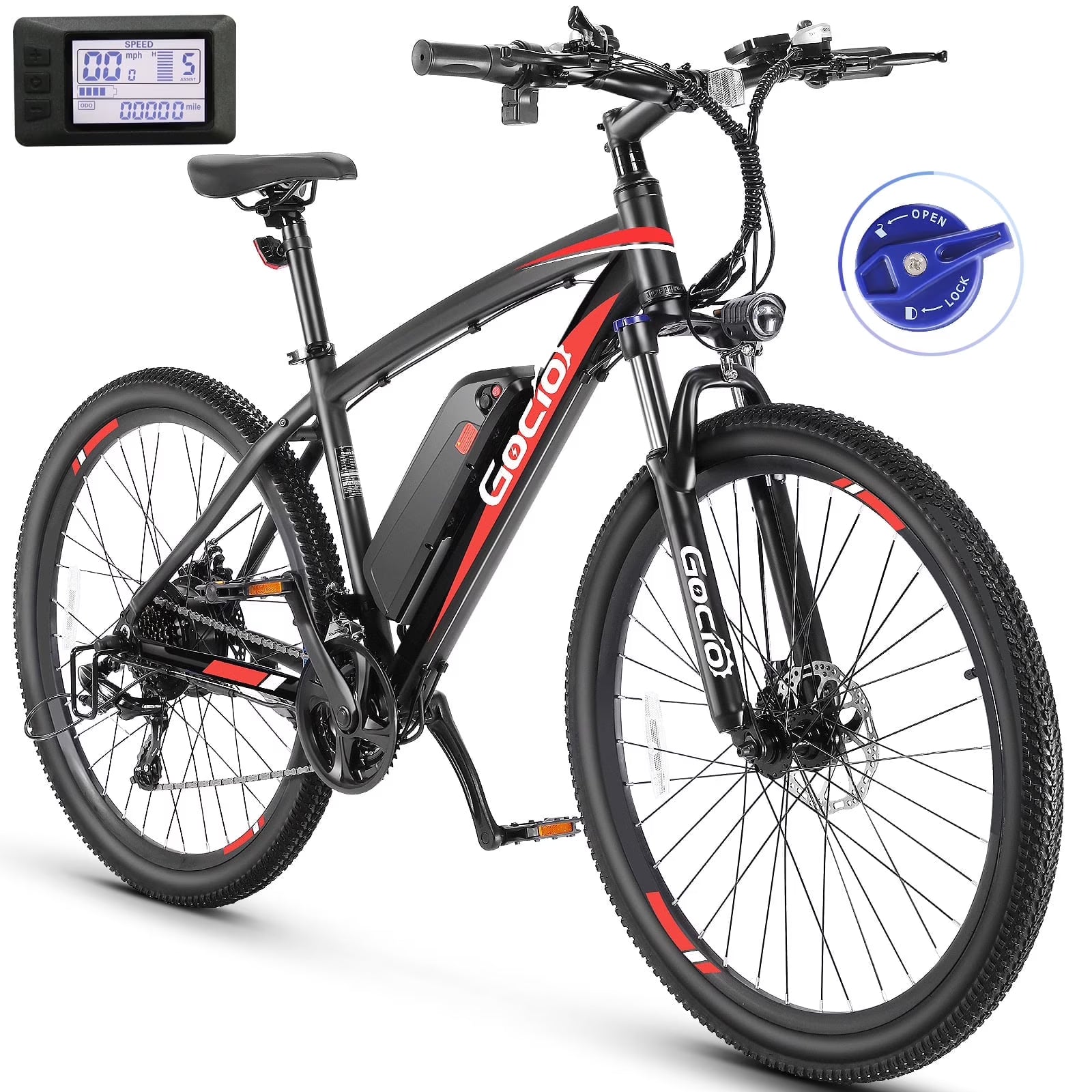 Gocio 27.5" Electric Bike, Peak 750W Electric Bike for Adults, 22mph Electric Mountain Bicycles, 48V 10.4ah Battery Ebike UL 2849, Aluminum Alloy, Lockable Suspension Fork, Shimano 21 Speed
