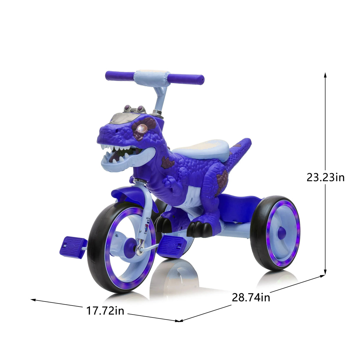 Xuanlur Kids Ride on Dinosaur Tricycle, Toddlers Kid Trike with Wide Flash Wheels, Anti - Slip Pedals, Rear Basket, Music & LED Lights, Toddler Bike Toys Gift for 3 - 6 Year Old Boys & Girls (Green)