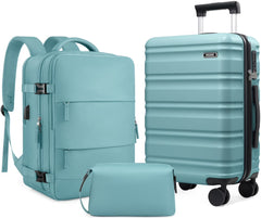MIUSSE Luggage Sets 3 Piece, 20 in Carry on Luggage with Wheels, 100% PC Hardshell Suitcase with TSA Lock, Carry on Suitcases Airline Approved with Travel Backpack for Men Women