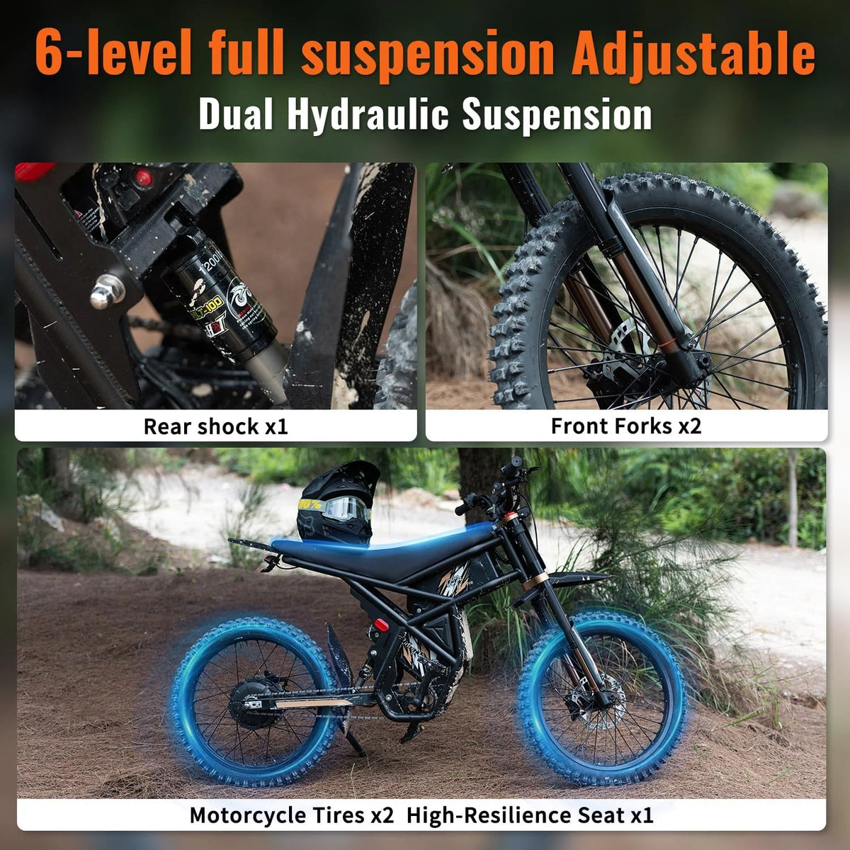 2000W Electric Dirt Bike for Adults Ridingtimes GT73 UL2849, Brushless Hub Motor, 18.2ah*2 Electric Bike with 25\ Tires Digital Screen Carbon Steel