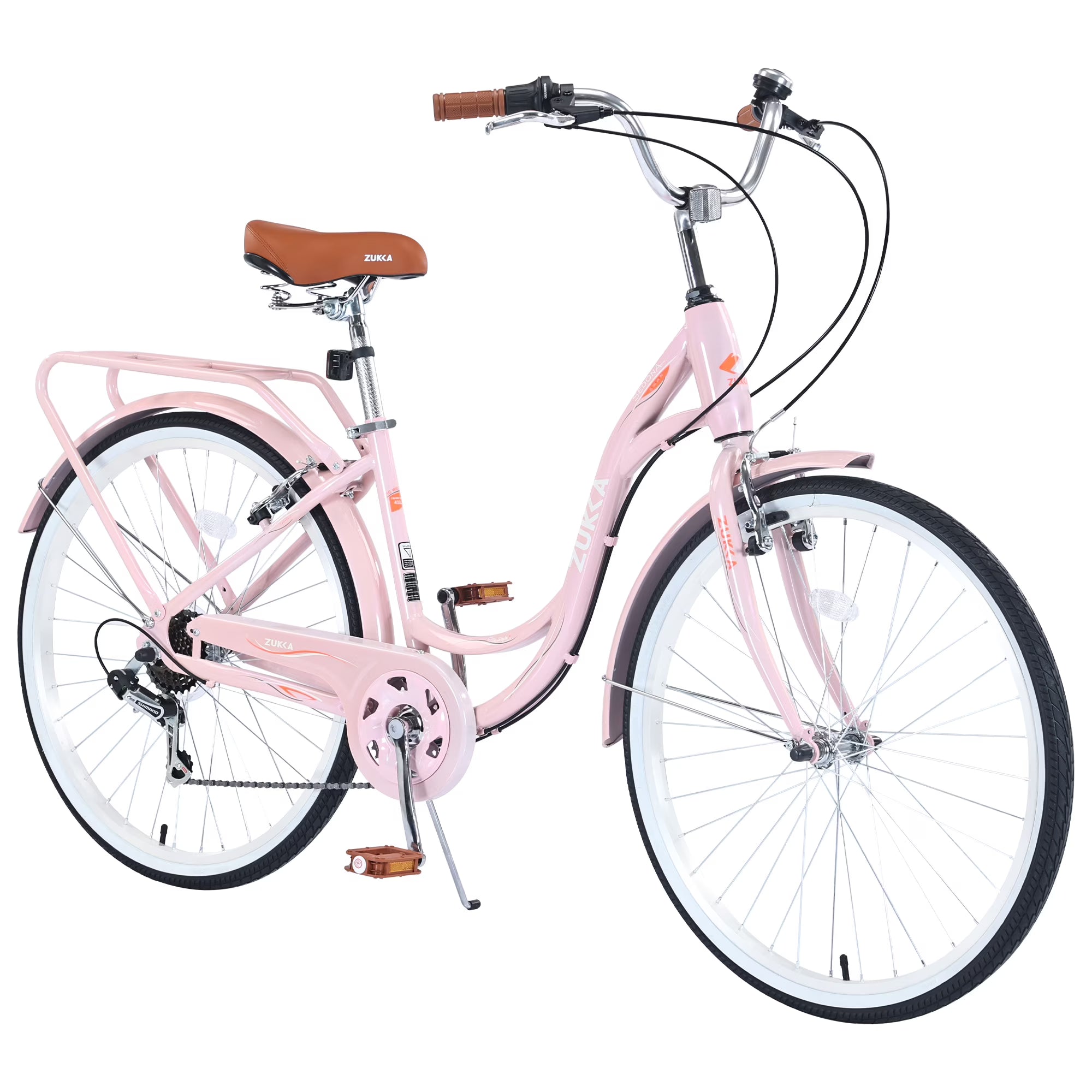 Aukfa 26" Cruiser Bike, 7 Speed Bicycle Hybrid Bikes for Women Girls Ladies, Arctic