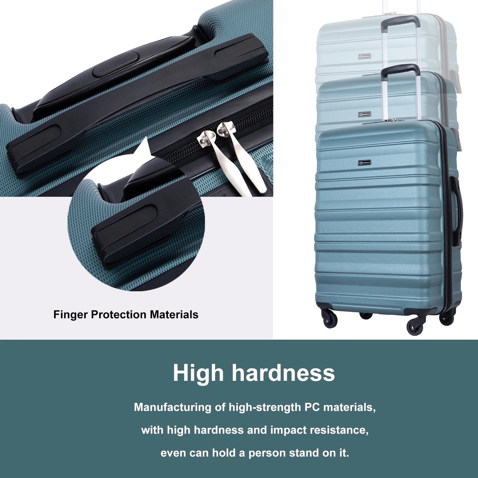 Tripcomp Hardside Luggage Set 3 - Piece Set (21/25/29) Lightweight Suitcase 4 - Wheeled Suitcase Set(Purple)
