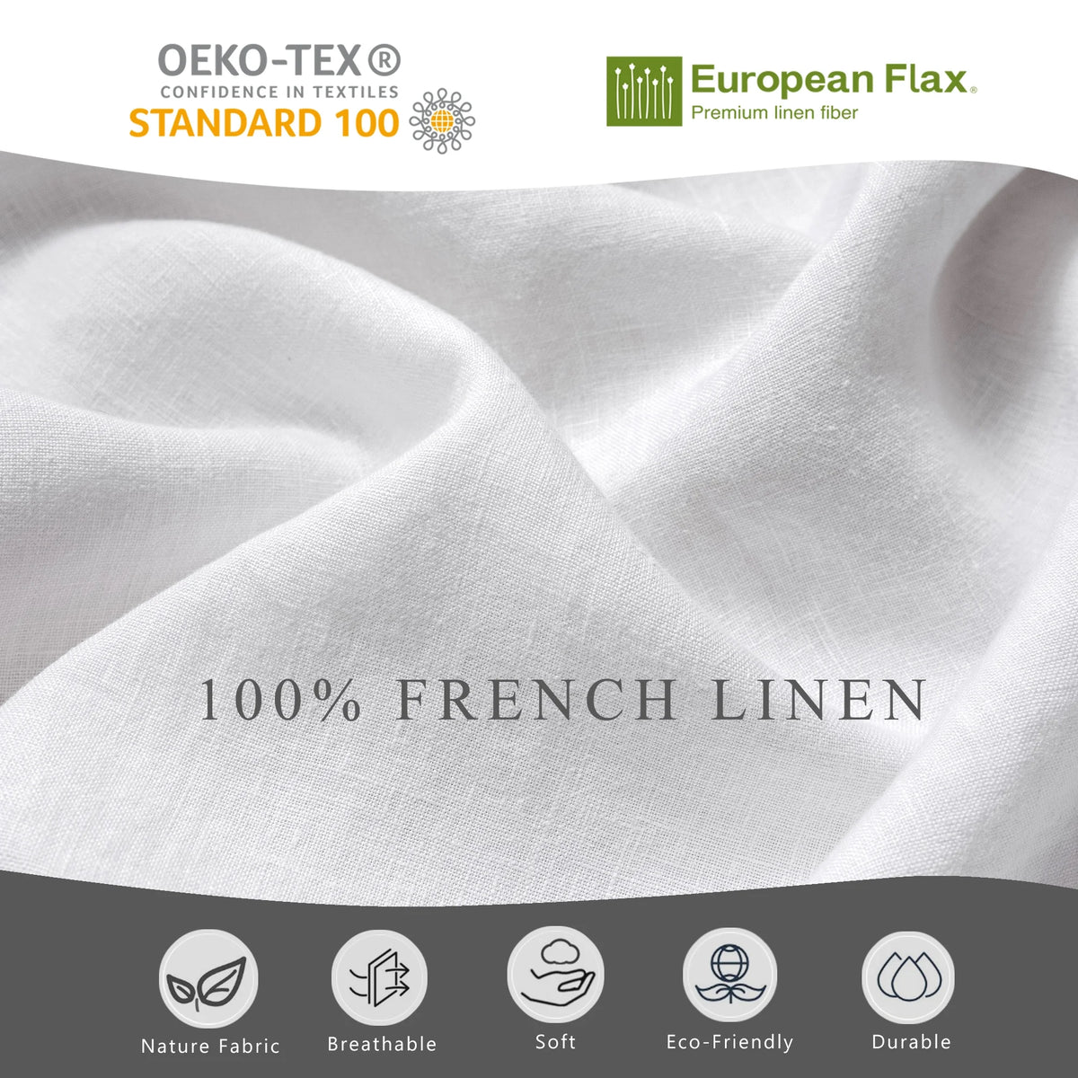 100% Pure Linen Duvet Cover with Button Closure and Corner Ties Soft & Breathable - Natural Full/Queen