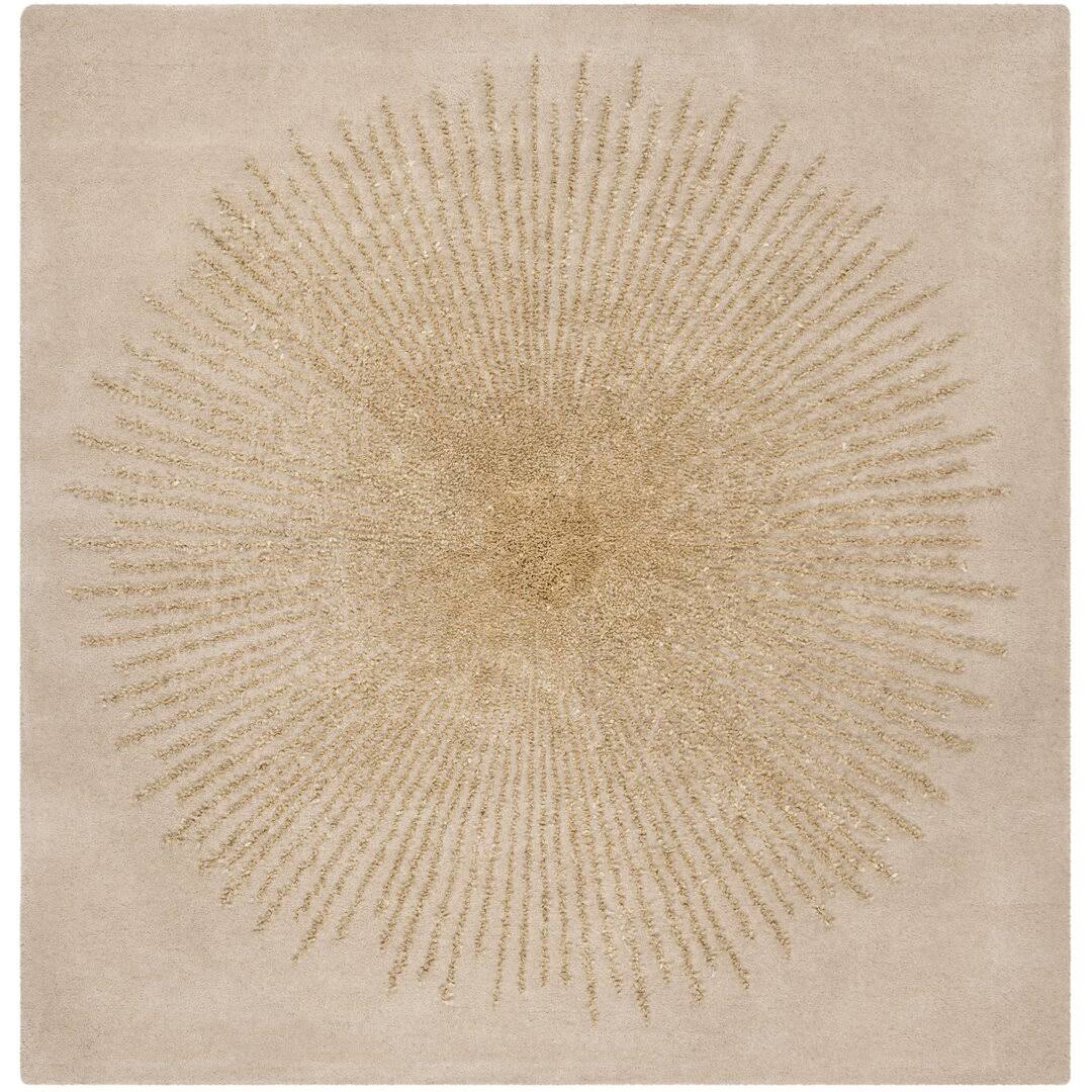 Mercer41 Tess Hand-Tufted Wool Beige/Gold Area Rug, Size: Square 6'