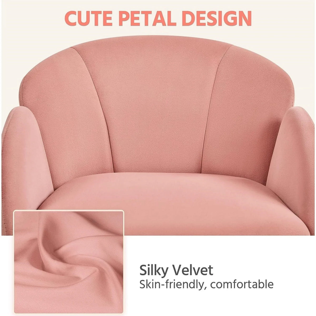 Velvet Desk Chair for Home Office, Makeup Vanity Chair with Armrests for Bedroom Modern, Swivel Rolling Chair