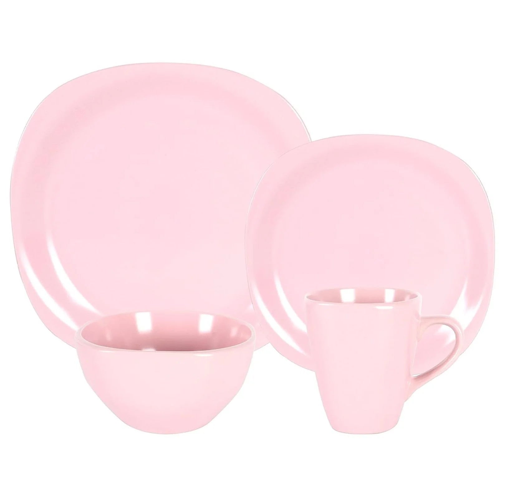 Stoneware Square 16pc Dinnerware Set, Matte Rosé