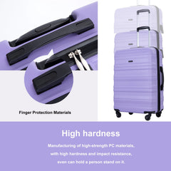 Tripcomp Hardside Luggage Set 3 - Piece Set (21/25/29) Lightweight Suitcase 4 - Wheeled Suitcase Set(Purple)