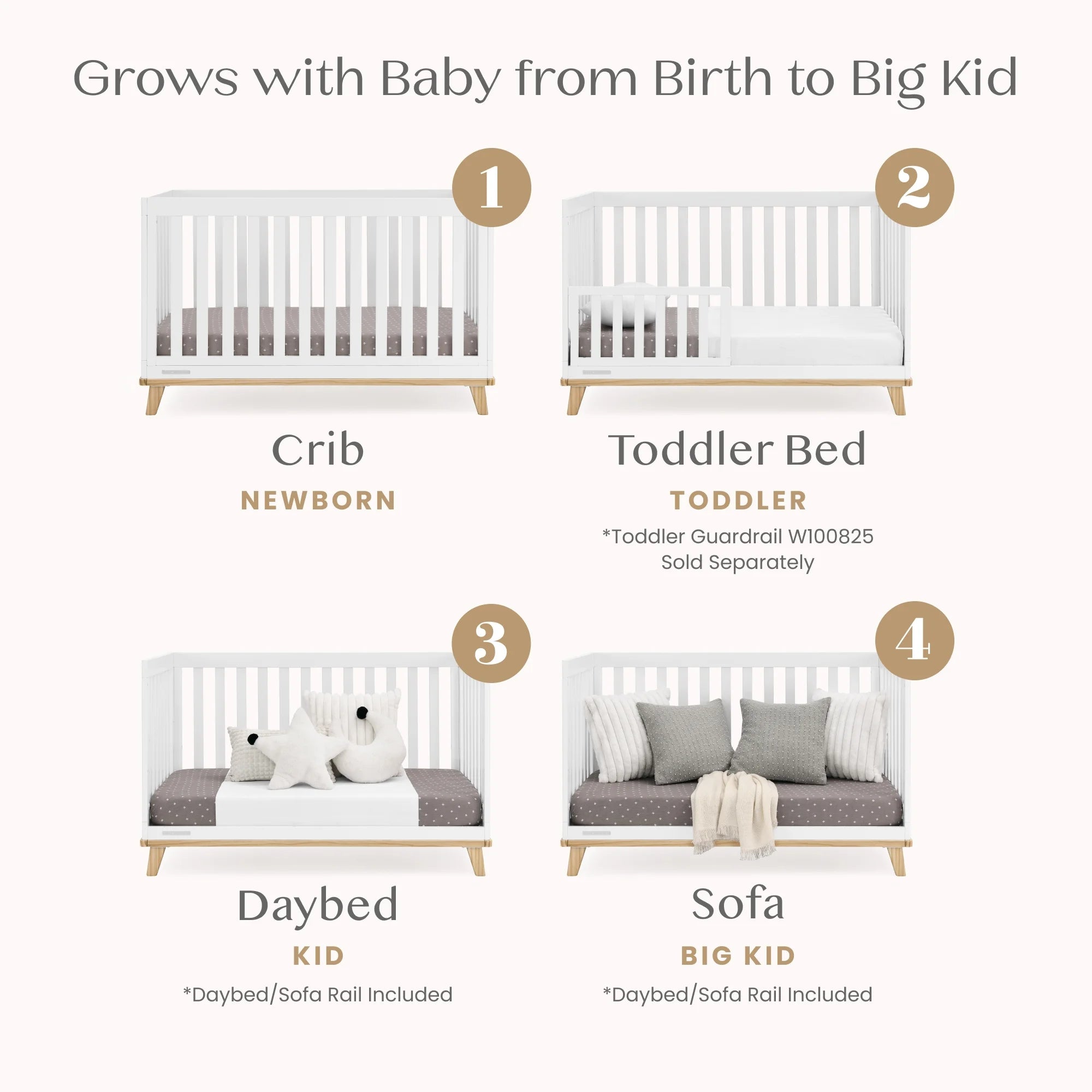 Delta Children Frankie 4 - in - 1 Convertible Crib - Greenguard Gold Certified, Black with Natural