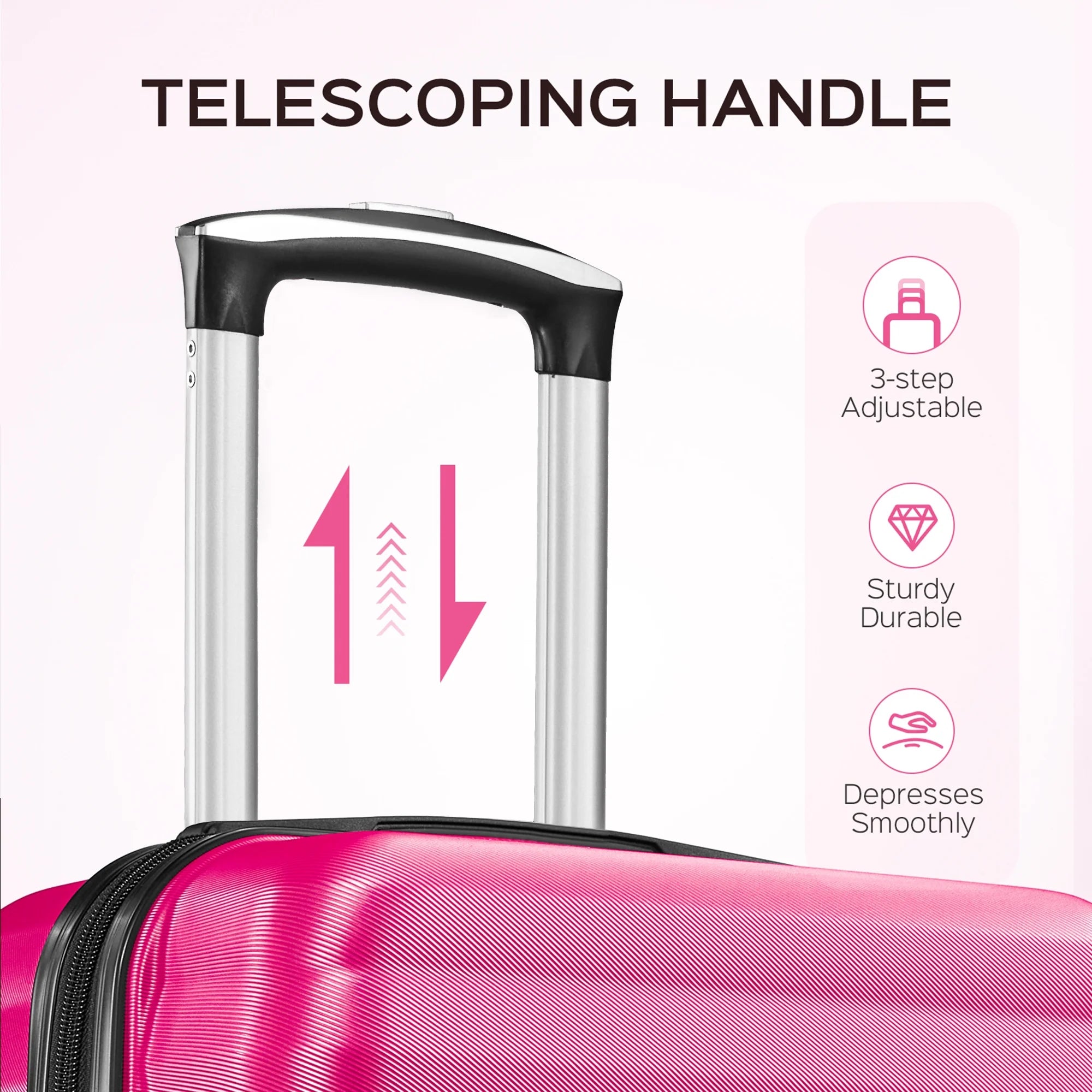 9 Piece Luggage Sets, Hard 20 24 28 in Luggage with 6 Pieces Organize Bags Travel Suitcases Sets with Wheels, Rosé