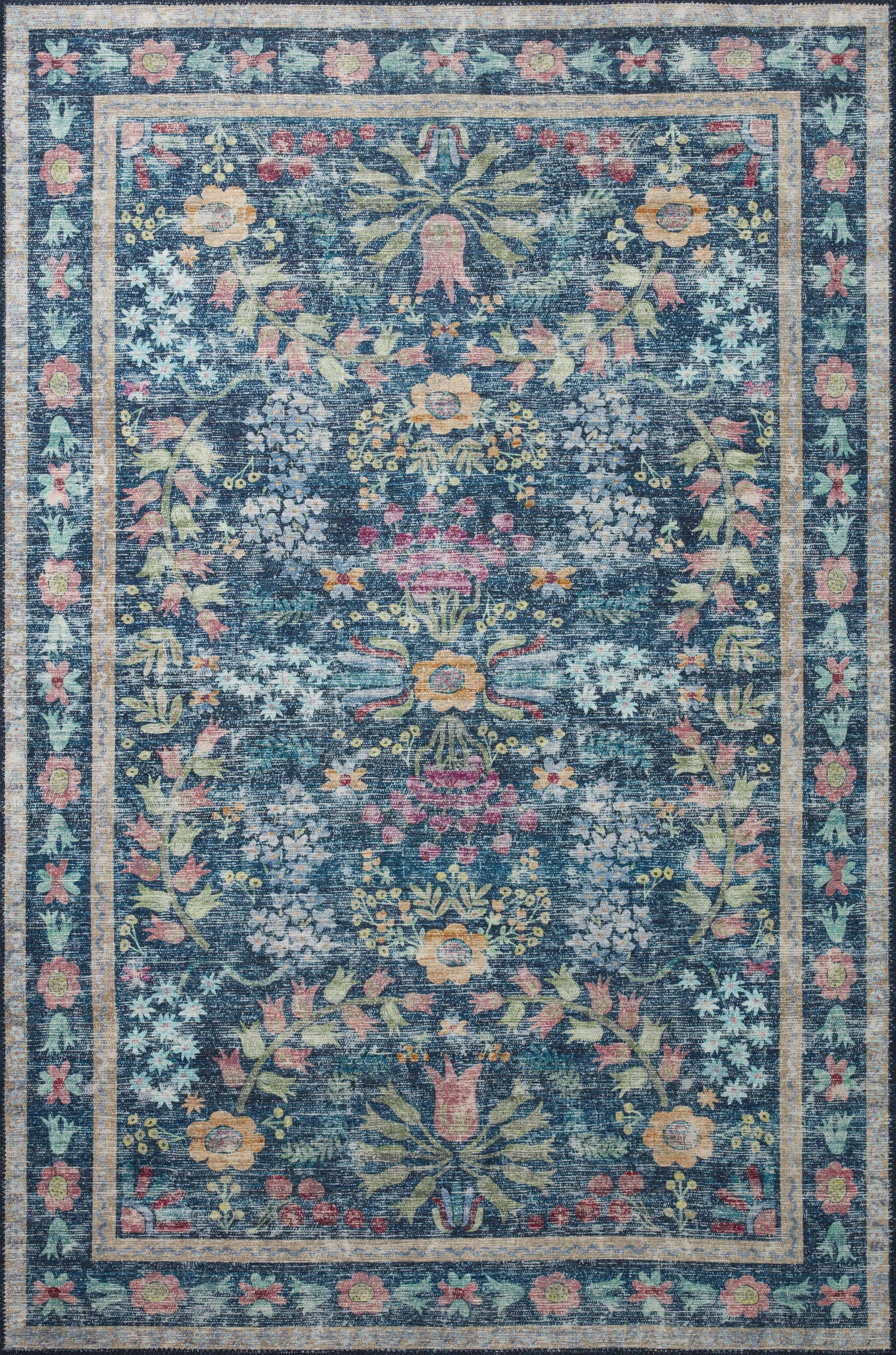 Rifle Paper Co. x Loloi 7'6" x 9'6" Blue/Multicolor Large Maison Frances (MAO-06) Area Rug