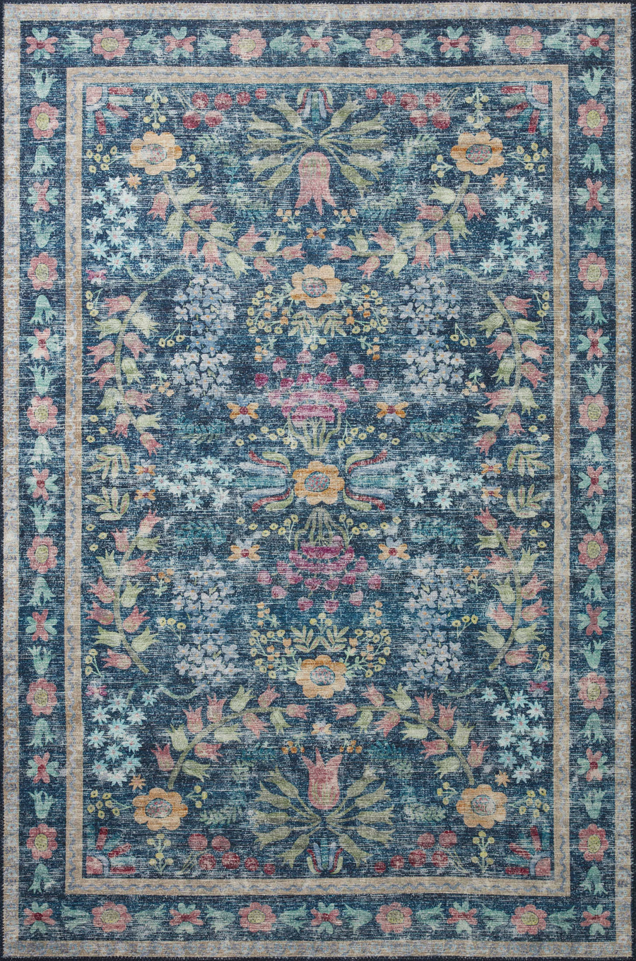 Rifle Paper Co. x Loloi 7'6" x 9'6" Blue/Multicolor Large Maison Frances (MAO-06) Area Rug