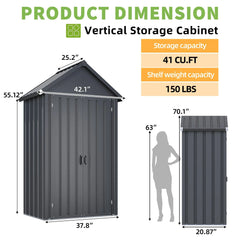 AECOJOY Outdoor Storage Cabinet Waterproof with Shelves, Vertical Tall Sheds Cabinet