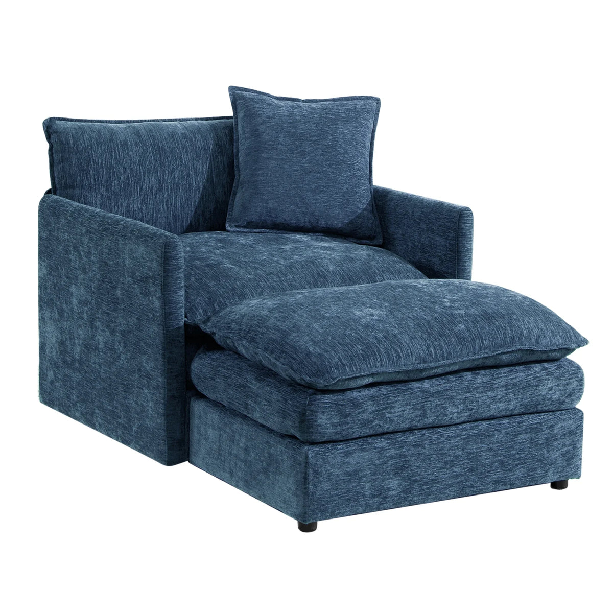 Muumblus Oversized Lounge Chair with Ottoman, Cloud Accent Armchair for Living Room, Beige Chenille