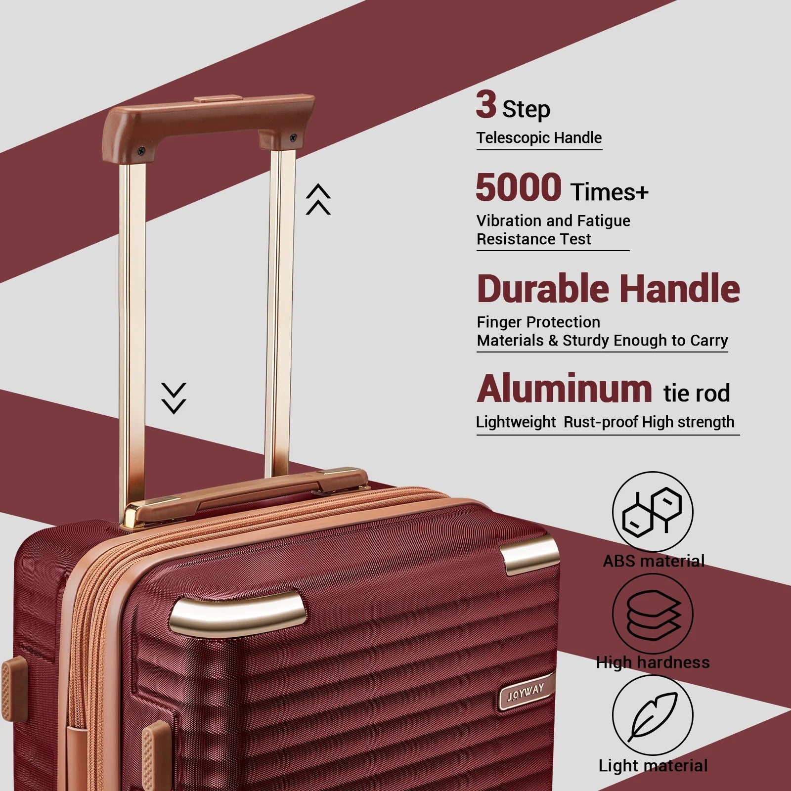 Joyway 3 - Piece Carry - on Luggage Set with Swivel TSA Lock and Leather Carry Bag