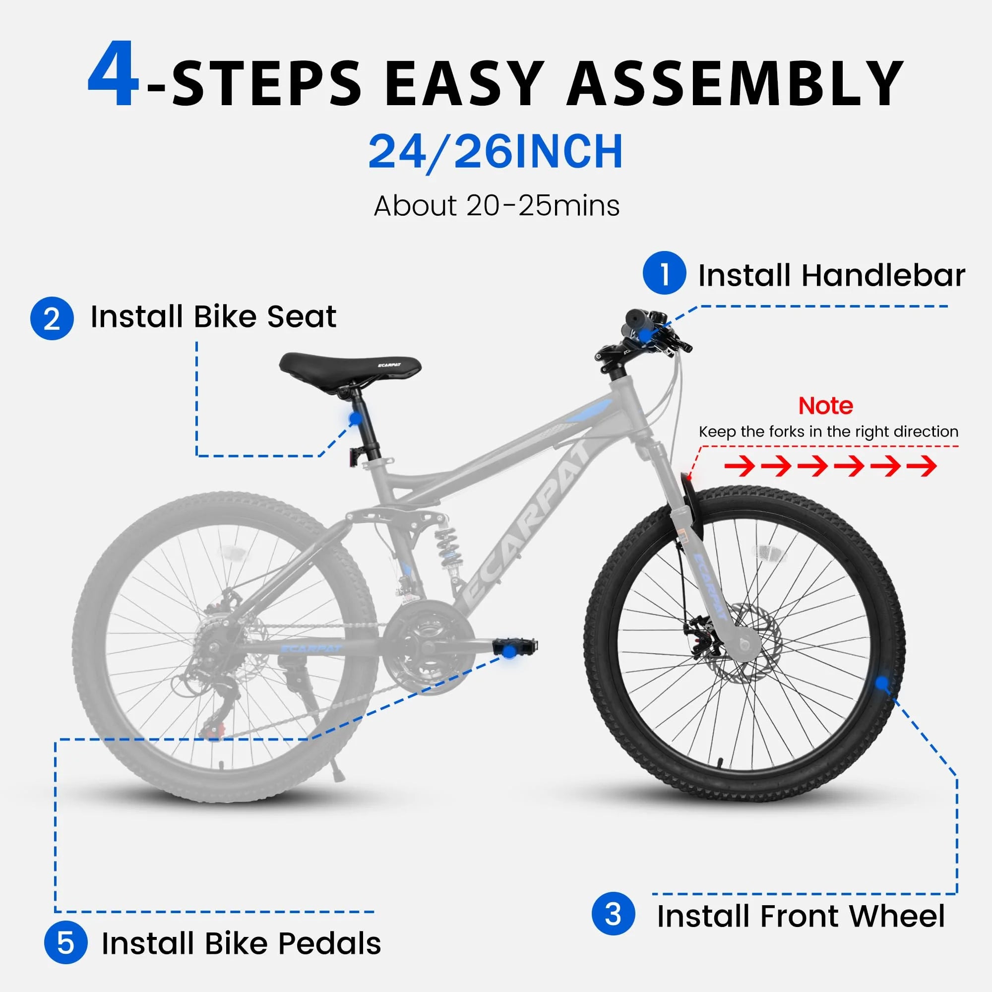 Mountain Bike 26 in Wheels, 21 - Speed Full Suspension Mens Womens Trail Commuter City Mountain Bike, Carbon Steel Frame Disc Brakes Thumb Shifter Front Fork Rear Shock Absorber Bicycles